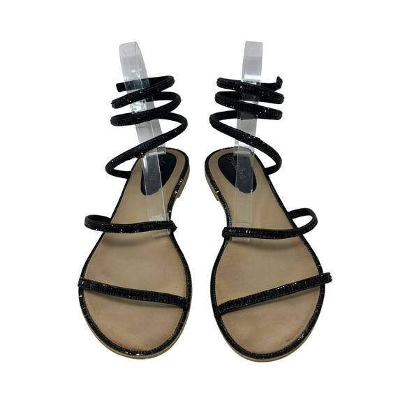 Atalina black rhinestones flat gladiator sandals size 11 - Picture 9 of 15